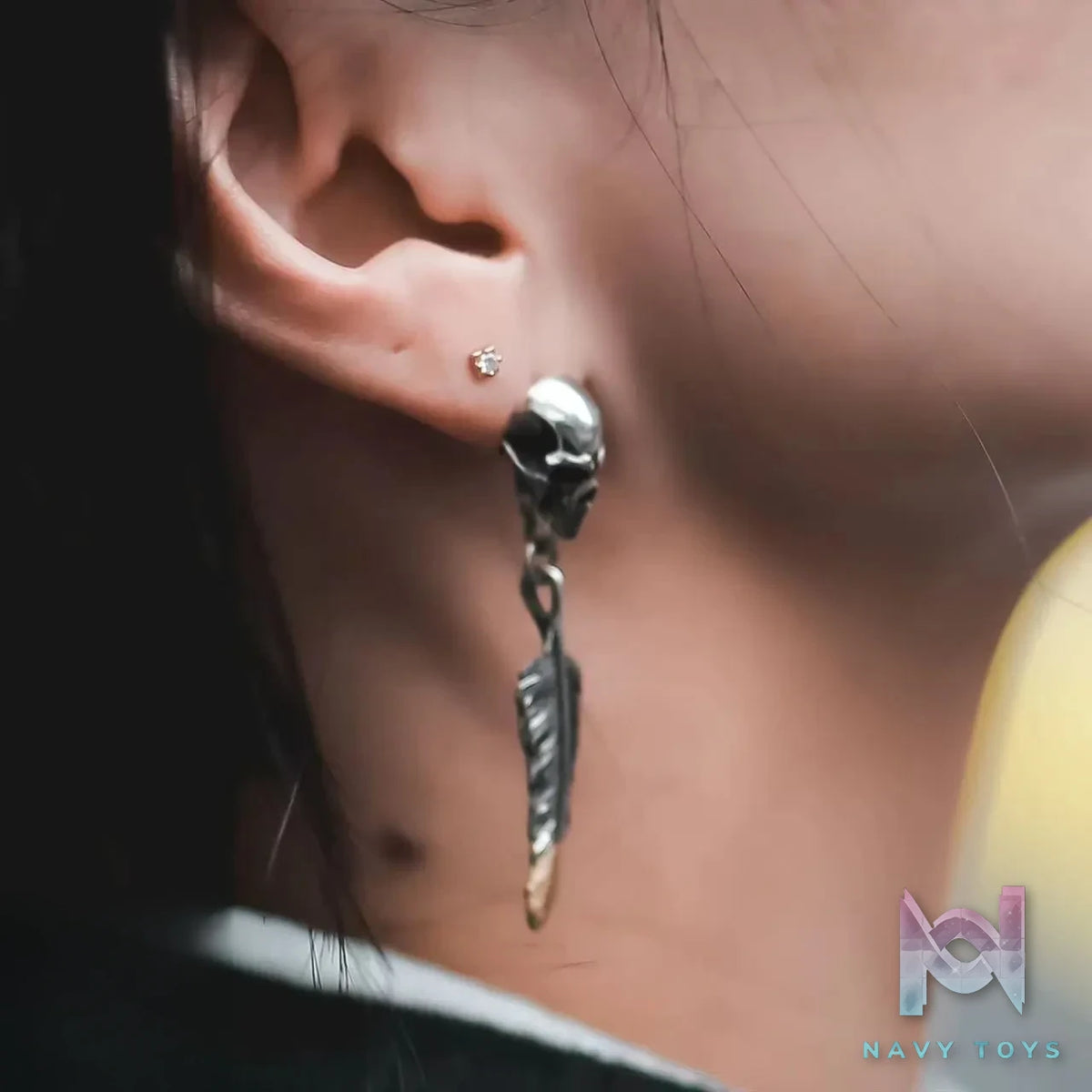 Raven Studio (silver jewelry) – Original RS Skull Feather Earrings Original