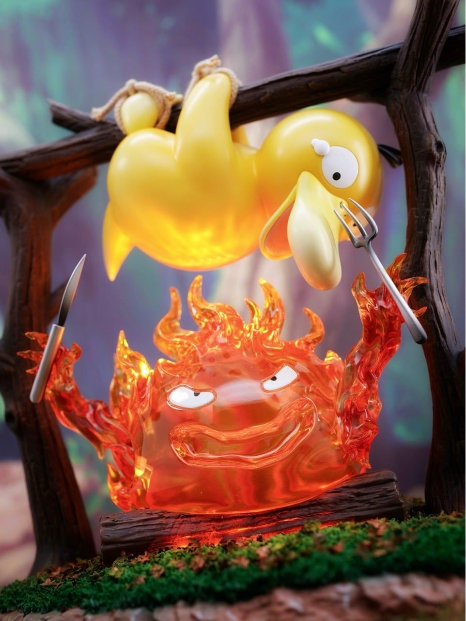 Calcifer cooking Psyduck - Howl’s Moving Castle - Long Miao Studio & Lucky Studio resin statue LongMiao Studio & Lucky Studio anime figure