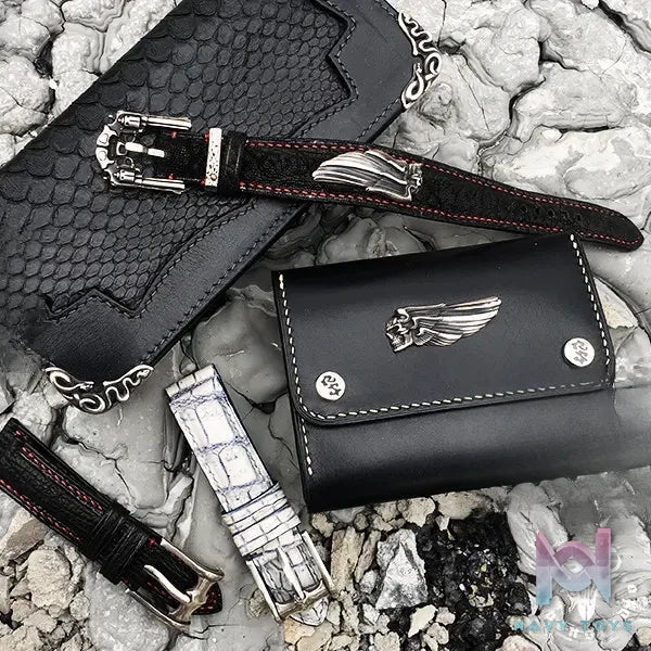 Raven Studio (silver jewelry) – Highway Angel Short Black Vegetable-Tanned Cowhide Wallet Original