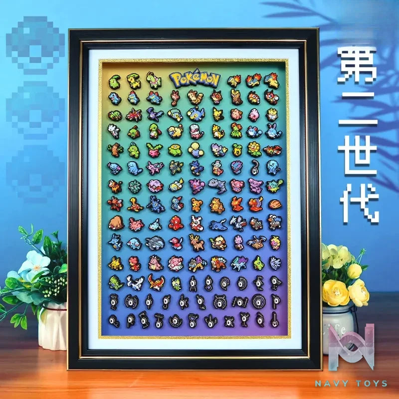 KALA HOME Studio – Generation II Pokémon Pixel Art 3D Decorative Painting Pokémon