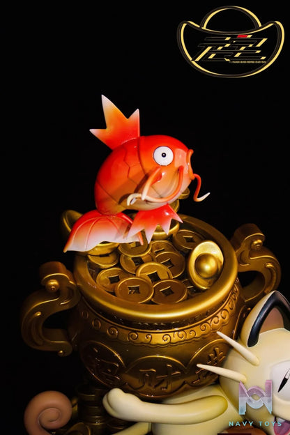 Fortune Cat and Coi Fish resin statue Yuan Bao Studio anime figure