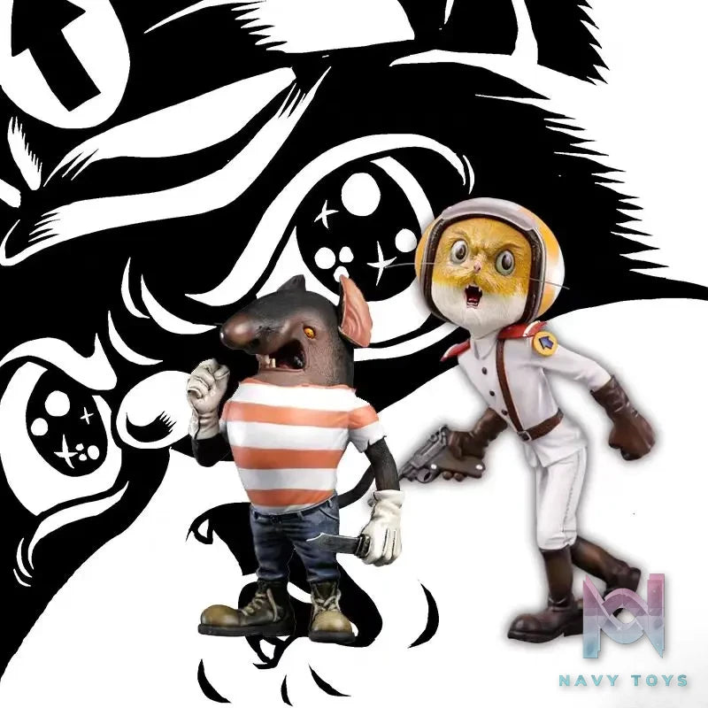 Manas SUM – Original Black Cat Police Chief Yellow-faced White Cat Squad Leader & mouse that eats cats (Licensed)