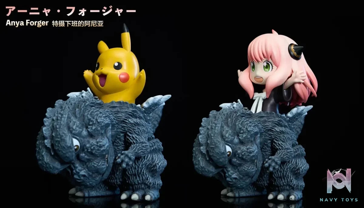 Hard Shell Studio - Spy x Family & Pokemon Pikachu and Anya cosplay Big Monster Series randomly interrupts Anya leaving the set after work resin statue Navy Toys anime figure