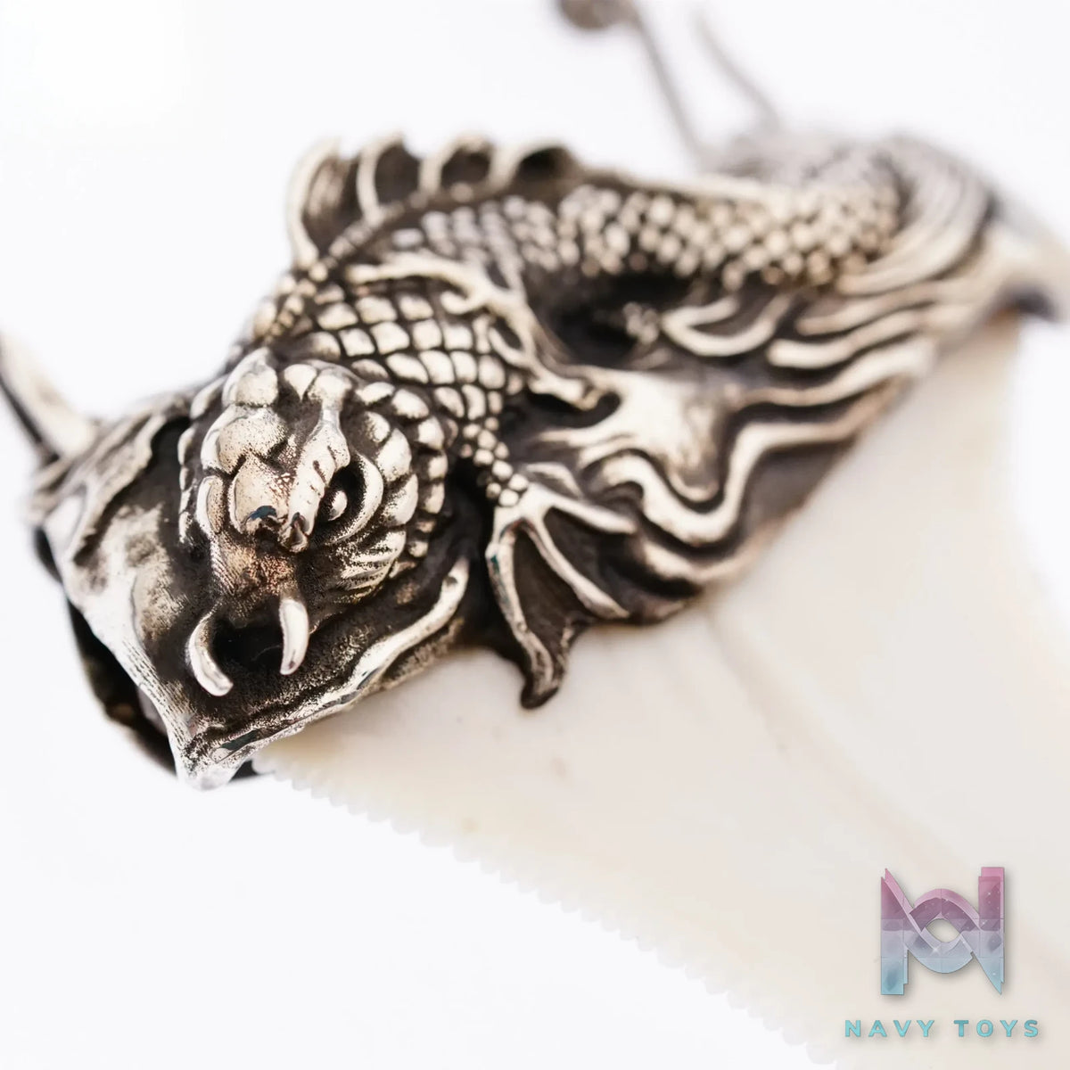 Raven Studio (silver jewelry) – Original Exclusive Custom Koi Fish Shark Bezel‑Set Pendant Original