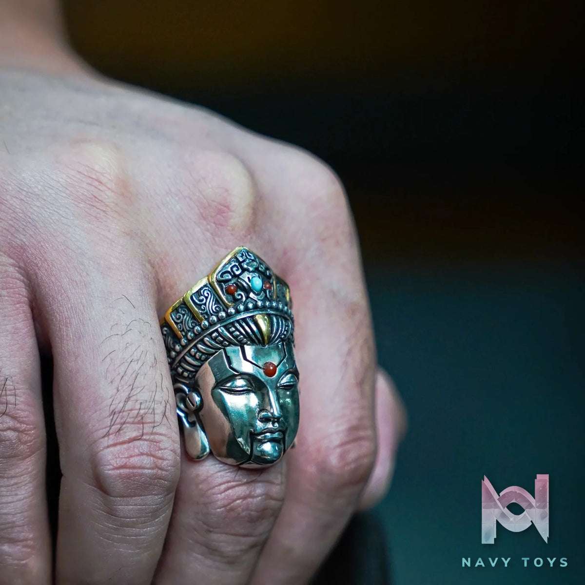 Raven Studio (silver jewelry) – Original “Mechanical Ascension” Buddha Head Ring Original