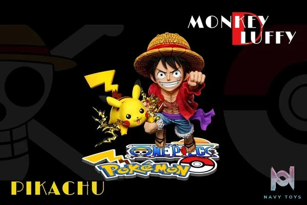 A+ Studio - Pokémon & One Piece Luffy Resonance Series Pikachu & Luffy resin statue Navy Toys anime figure
