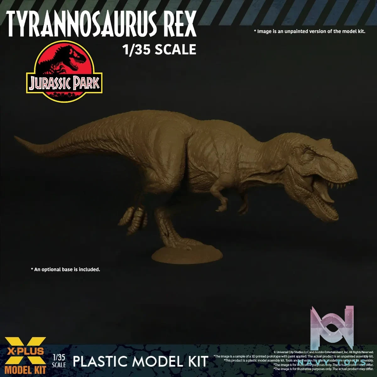 X-PLUS PLEX Studio – Jurassic Park Tyrannosaurus Rex 1/35 Scale Plastic Model Kit 411-200589CP (Licensed)