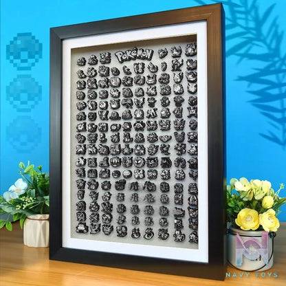 KALA HOME Studio – Black And White Generation I Pokémon Pixel Art 3D Decorative Painting Pokémon
