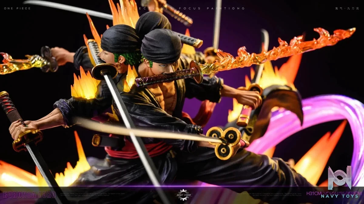 Reset Studio - One Piece Asura Draw Sword Dance of the Dead Zoro of the Demon Aura Nine Sword Style resin statue Navy Toys anime figure