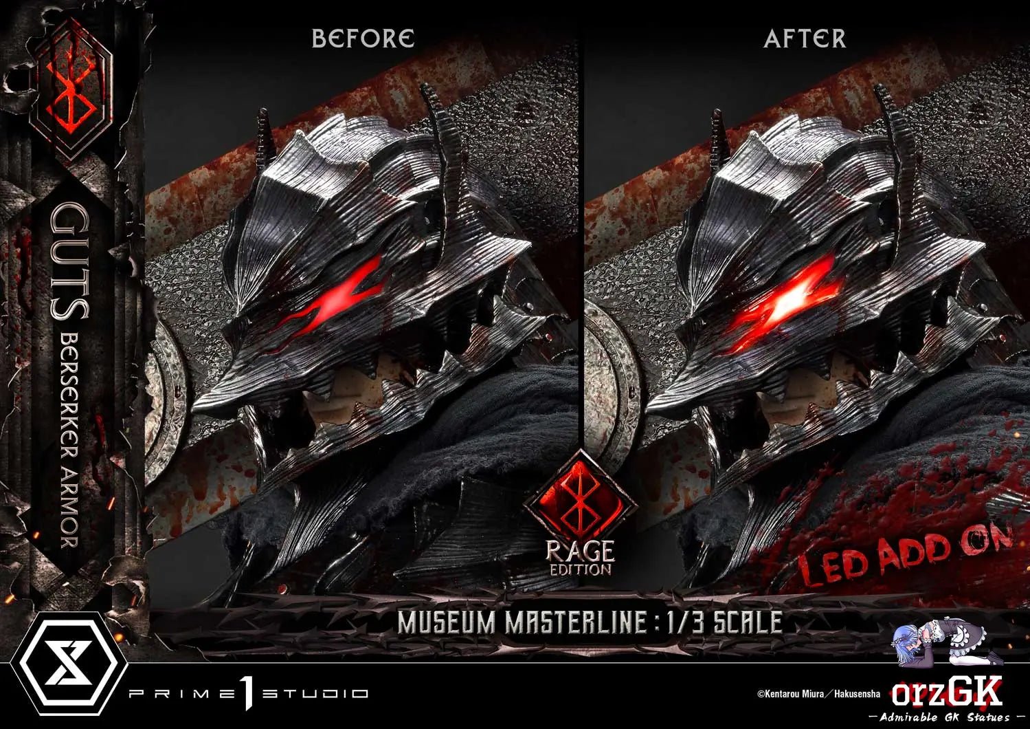 Museum Masterline Berserk Guts, Berserker Armor Rage Edition MMBR-03 MMBR-03DX MMBR-03DXS (Licensed) - Prime 1 Studio resin statue Navy Toys anime figure