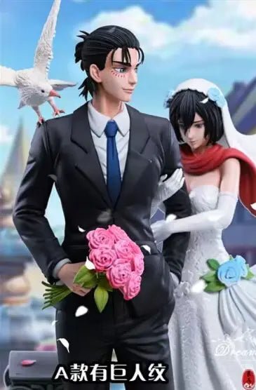 LC Studio - Attack on Titan Eren Yeager & Mikasa Ackerman Wedding resin statue Navy Toys anime figure