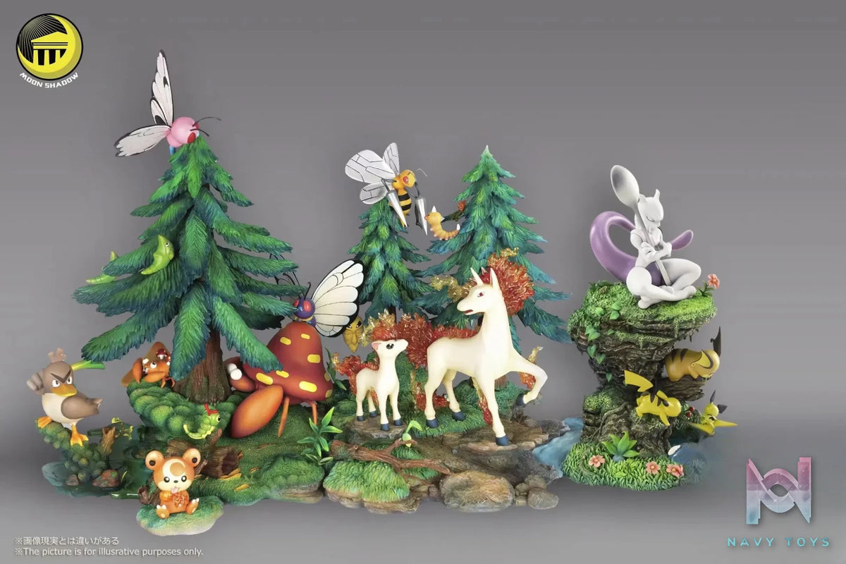 Moon Shadow Studio – Natural Series-Mew & Mewtwo & Pikachu Family