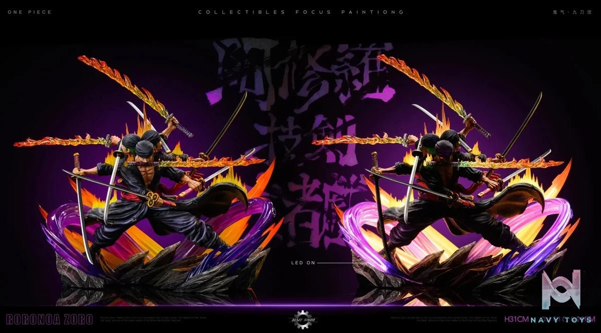 Reset Studio - One Piece Asura Draw Sword Dance of the Dead Zoro of the Demon Aura Nine Sword Style resin statue Navy Toys anime figure
