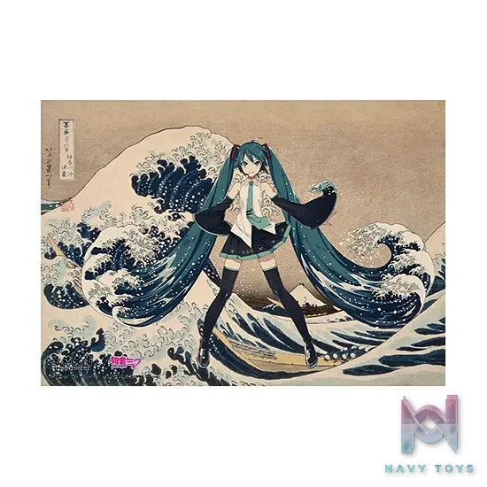 Presence – Katsushika Hokusai x Hatsune Miku Serial Numbered A3 Acrylic Panel Thirty-six Views of Mount Fuji The Great Wave off Kanagawa (Licensed)