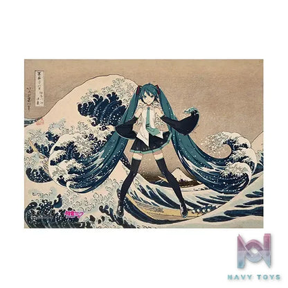 Presence – Katsushika Hokusai x Hatsune Miku Serial Numbered A3 Acrylic Panel Thirty-six Views of Mount Fuji The Great Wave off Kanagawa (Licensed)