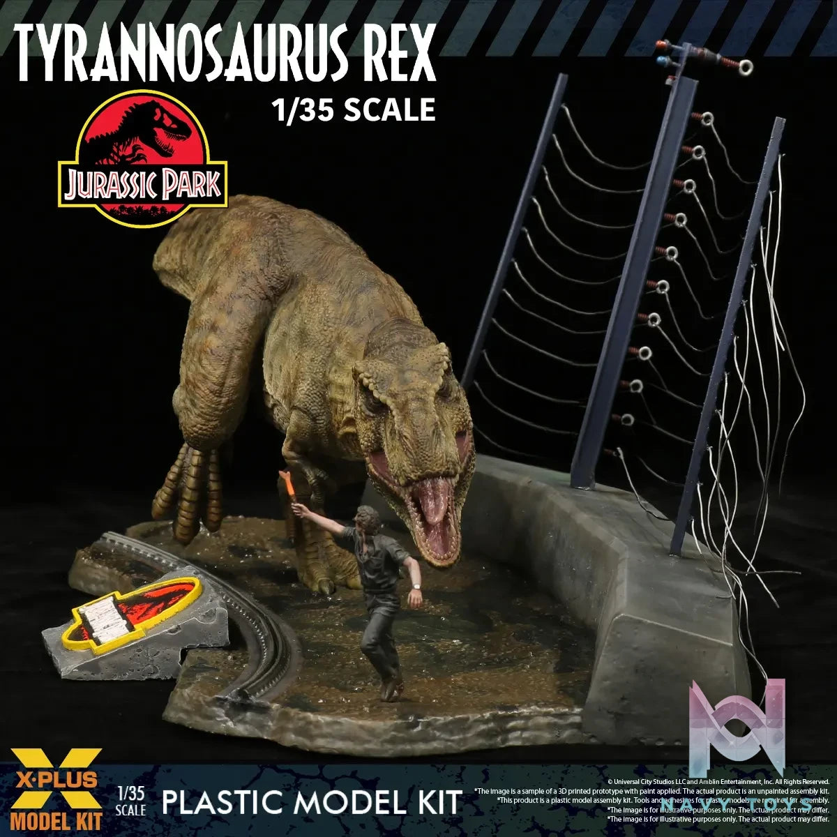 X-PLUS PLEX Studio – Jurassic Park Tyrannosaurus Rex 1/35 Scale Plastic Model Kit 411-200589CP (Licensed)