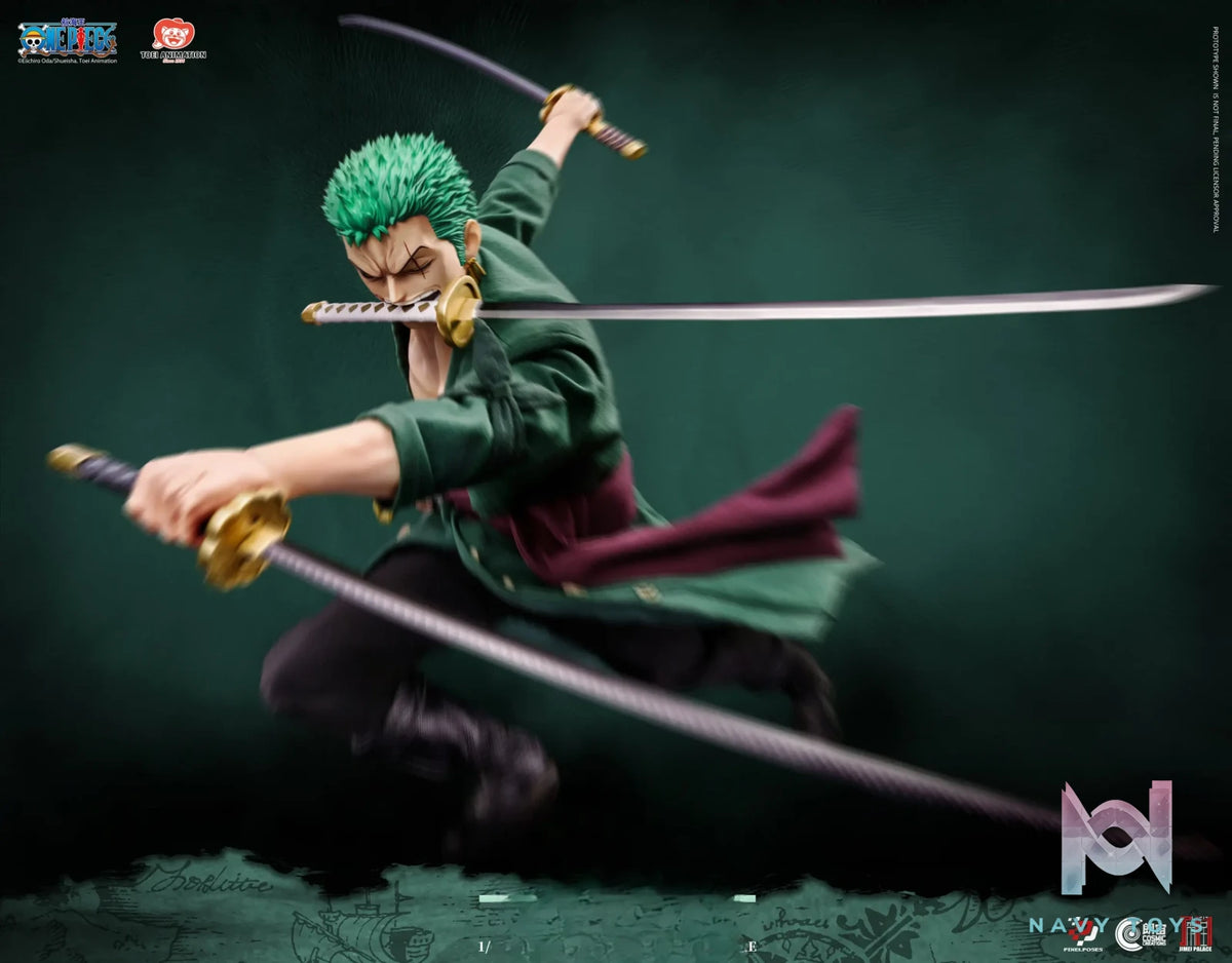 Pixel Poses X Cosmic Creations X JIMEI PALACE Studio – ONE PIECE Roronoa Zoro 1/6 Scale Platinum Silicone Action Figure (Licensed)