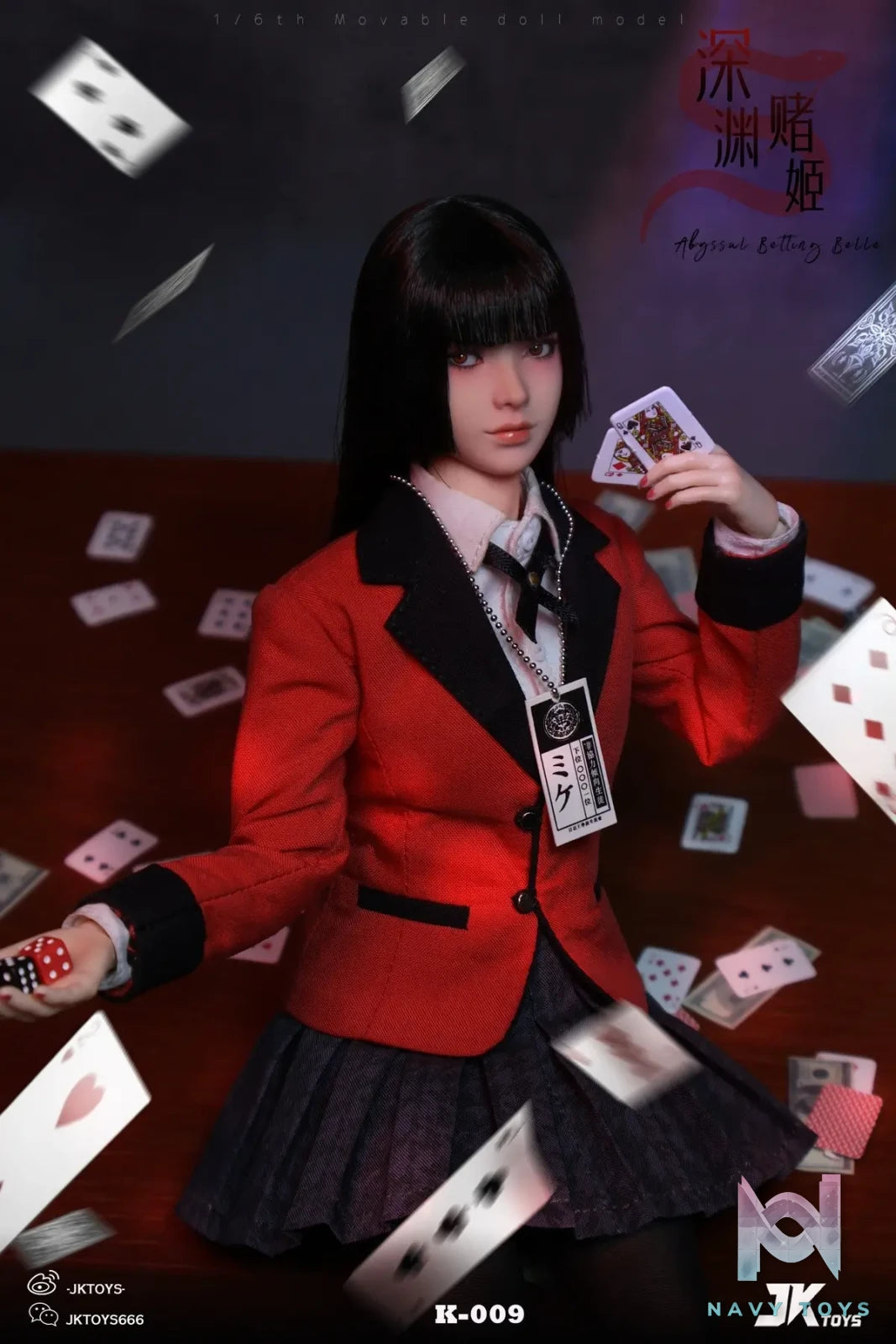 JKTOYS – Kakegurui 1/6 Abyssal Betting Belle Yumeko Movable Eye Hair Implant Head K-009