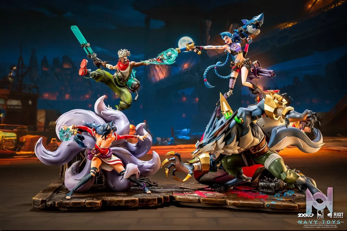 Ahri & Ekko VS Jinx & Warwick resin statue PureArts Studio anime figure