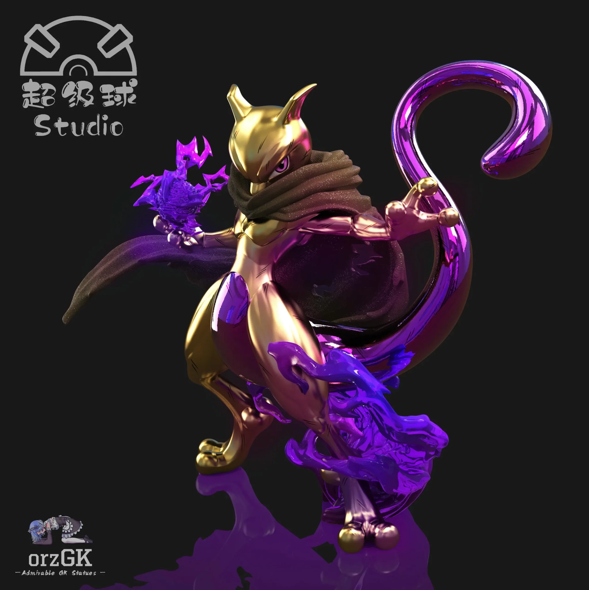 Chao Ji Qiu Studio - Pokémon 1/20 Scale Pokédex Series Cloaked Mewtwo resin statue Navy Toys anime figure