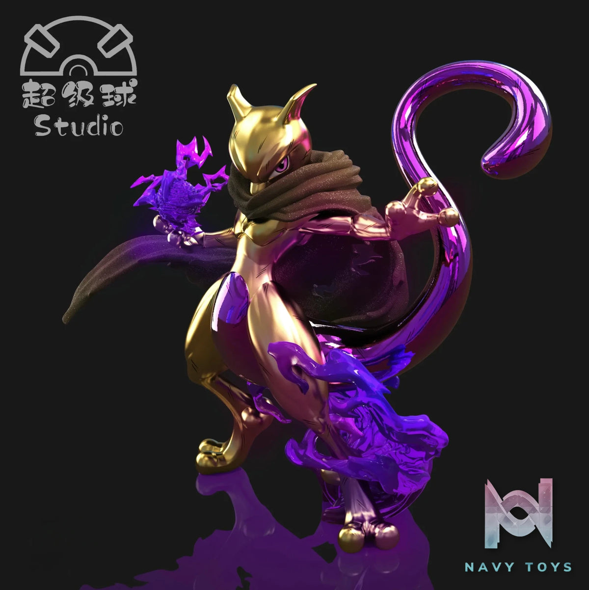 Chao Ji Qiu Studio - Pokémon 1/20 Scale Pokédex Series Cloaked Mewtwo resin statue Navy Toys anime figure