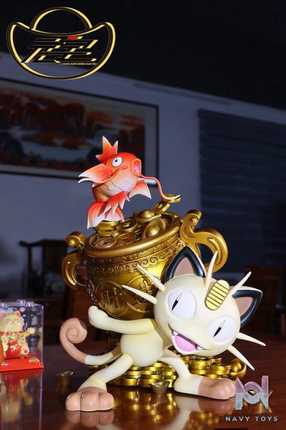 Fortune Cat and Coi Fish resin statue Yuan Bao Studio anime figure