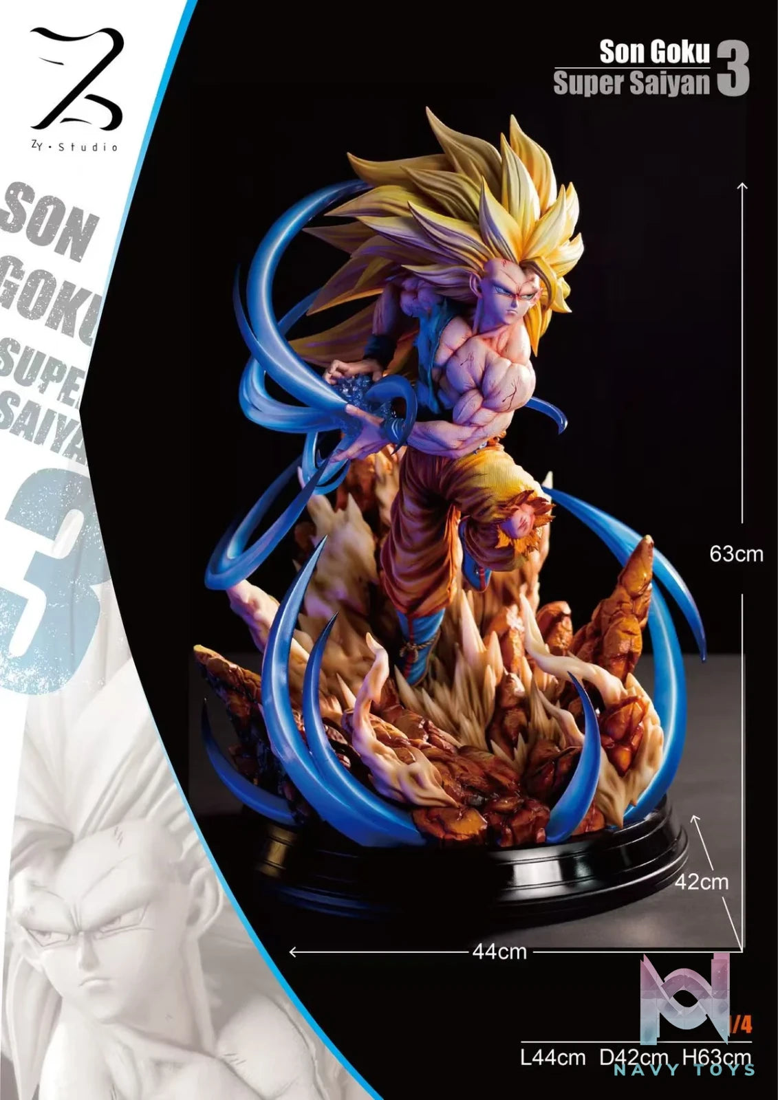 Goku Super Saiyan 3 resin statue ZY Studio x Poker Monster Studio anime figure