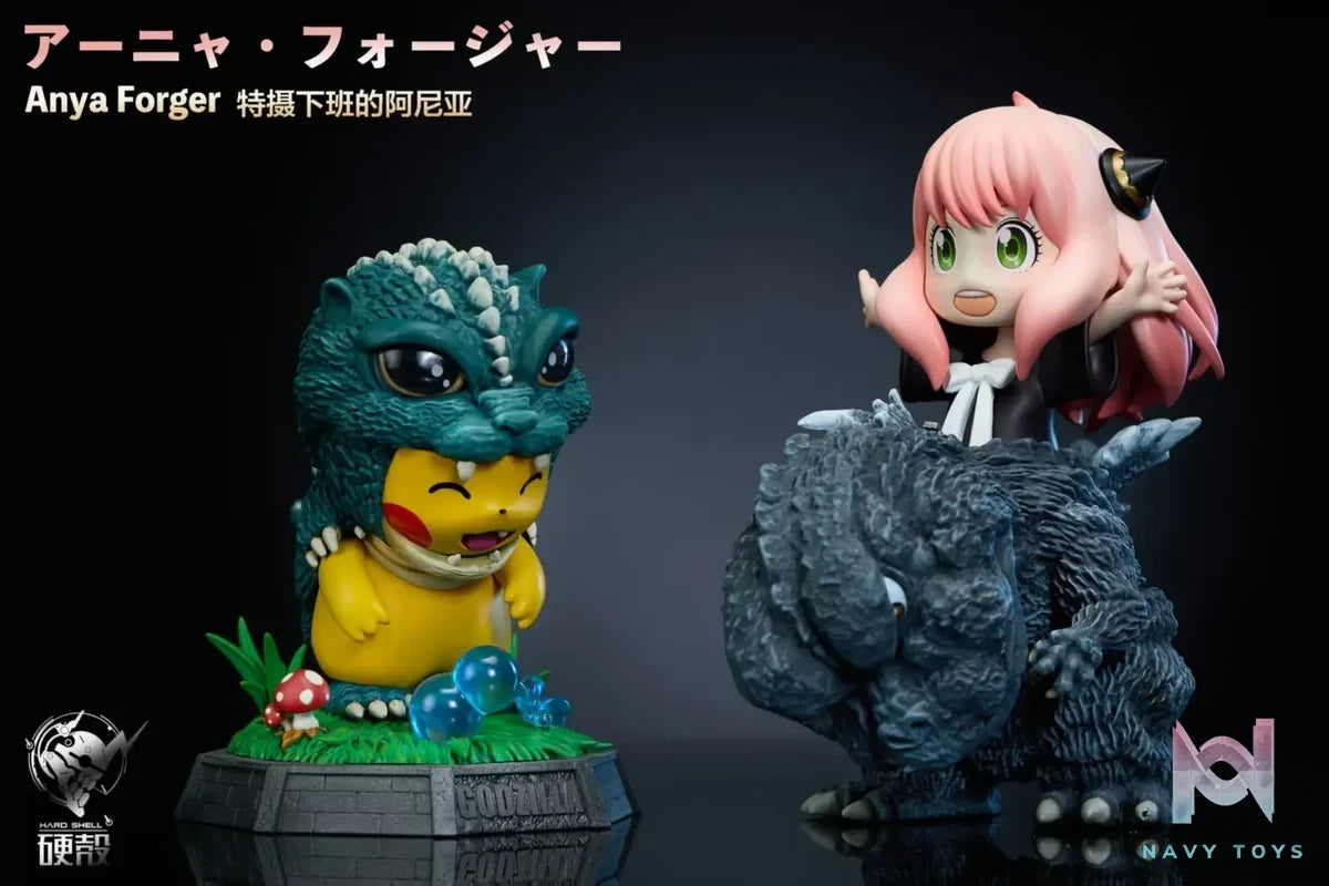 Hard Shell Studio - Spy x Family & Pokemon Pikachu and Anya cosplay Big Monster Series randomly interrupts Anya leaving the set after work resin statue Navy Toys anime figure