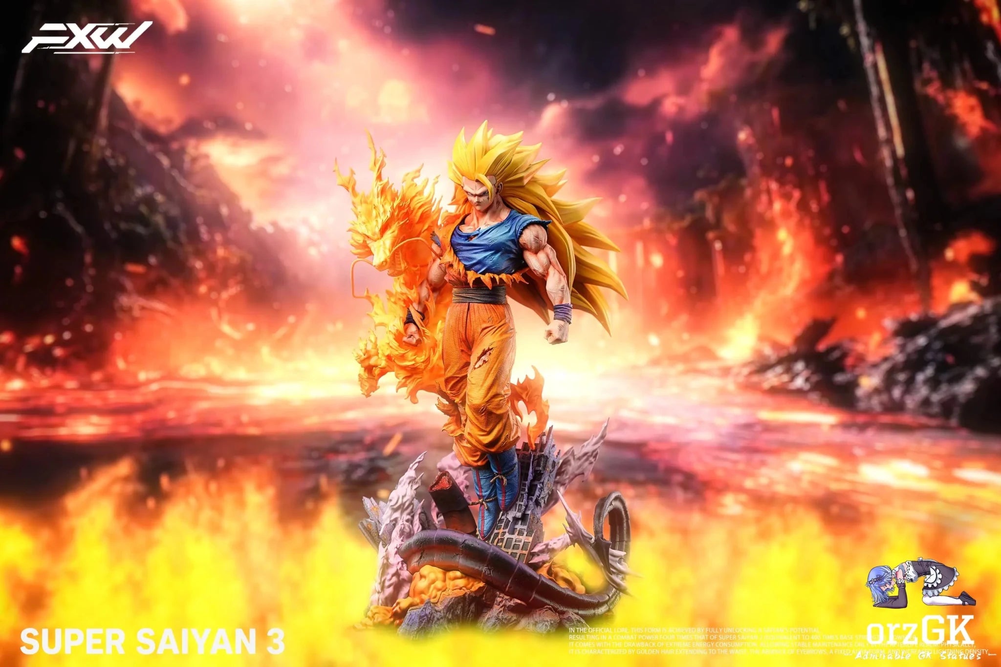 FXW Studio - Super Saiyan 3 Goku Dragon Ball resin statue Navy Toys anime figure