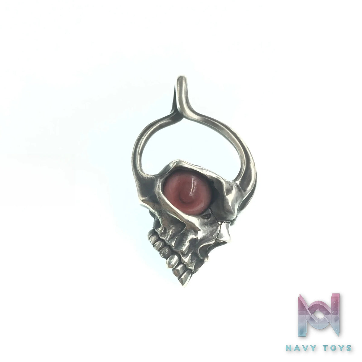 Raven Studio (silver jewelry) – Original Exclusive “Blood-Stained Eye” Prosthetic Eye Skull Pendant Original