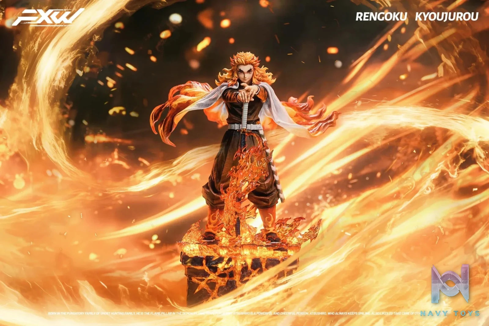 FXW Studio - Demon Slayer Nine Hashira Series Flame Hashira Rengoku Kyojuro resin statue Navy Toys anime figure