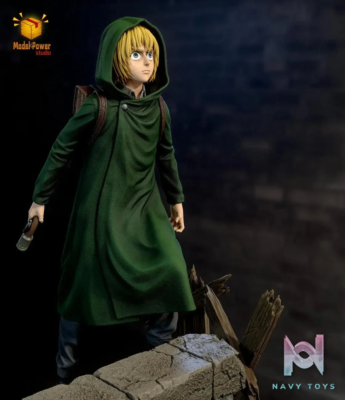 Model Power Studio - Attack On Titan The Basement Trio Mikasa & Armin & Eren resin statue Navy Toys anime figure