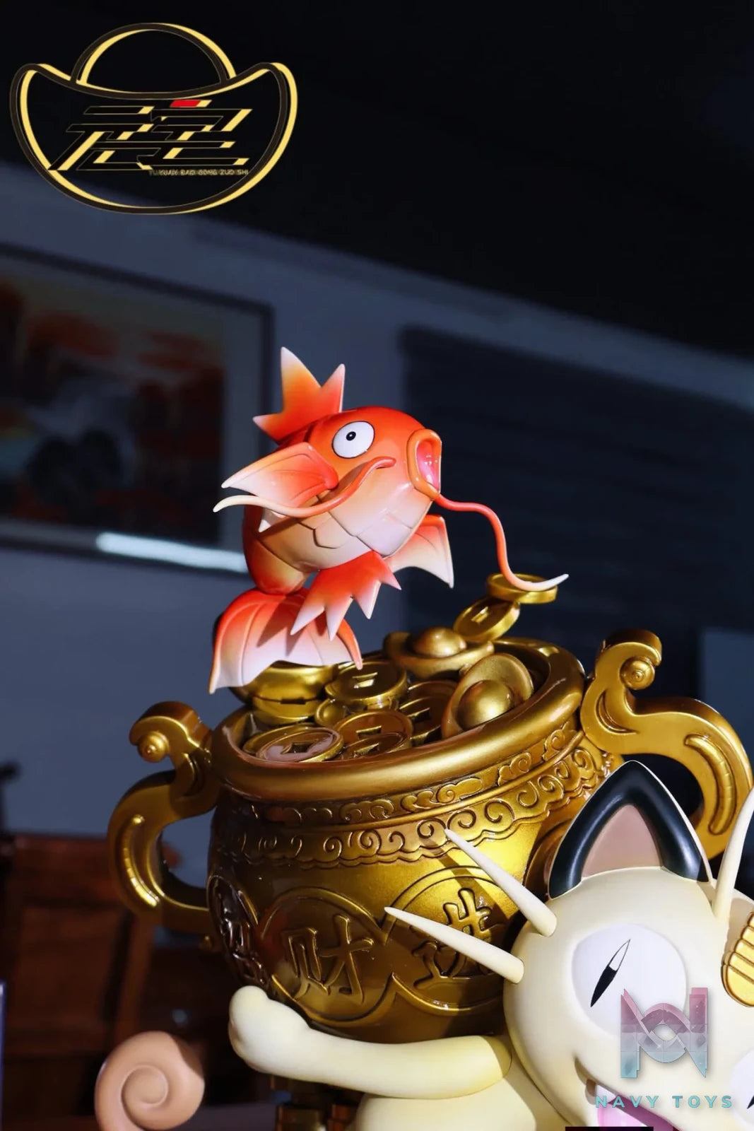 Fortune Cat and Coi Fish resin statue Yuan Bao Studio anime figure
