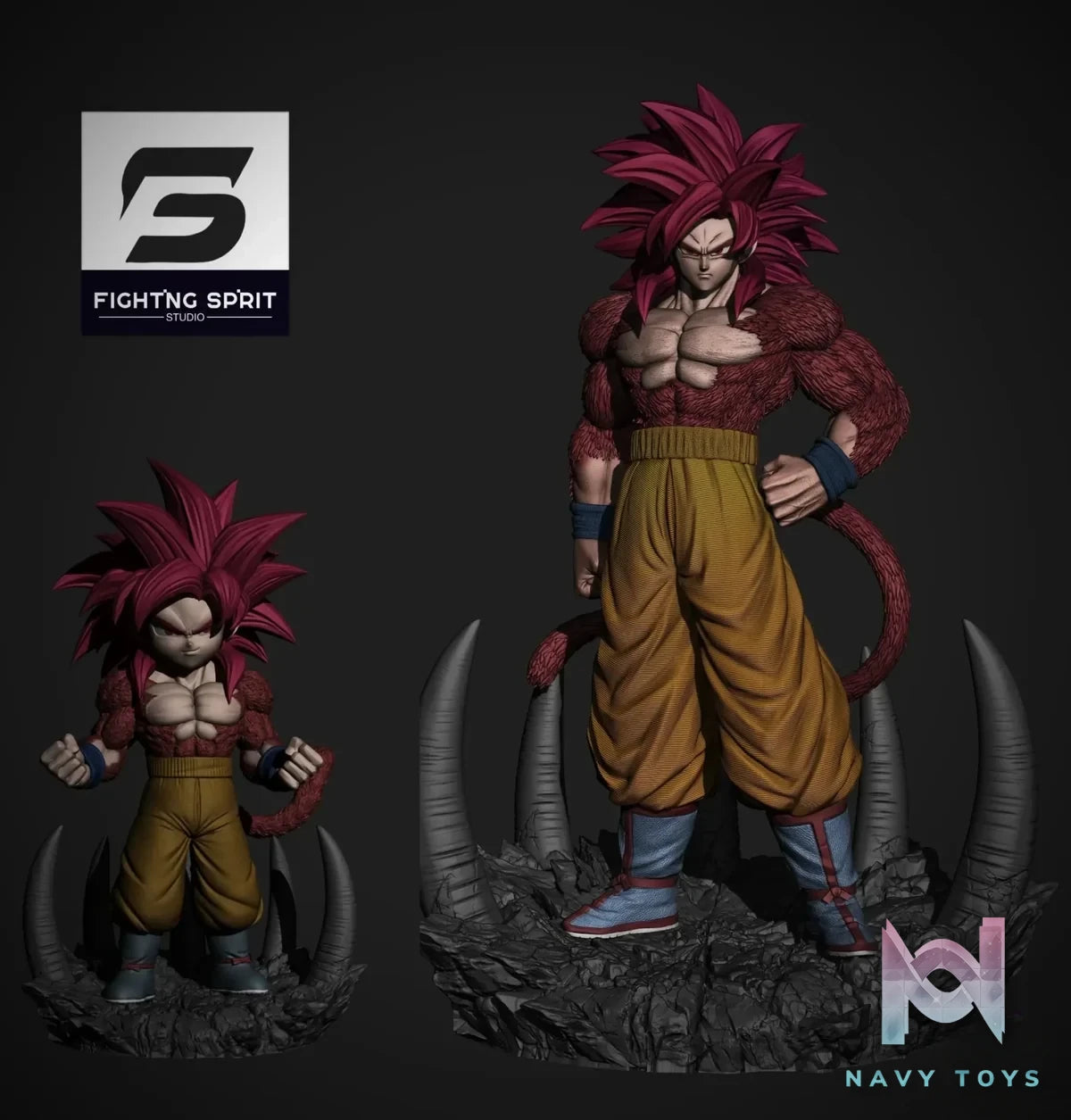 Fighting Sprit Studio - Dragon Ball DAIMA Super Saiyan 4 Goku resin statue Navy Toys anime figure