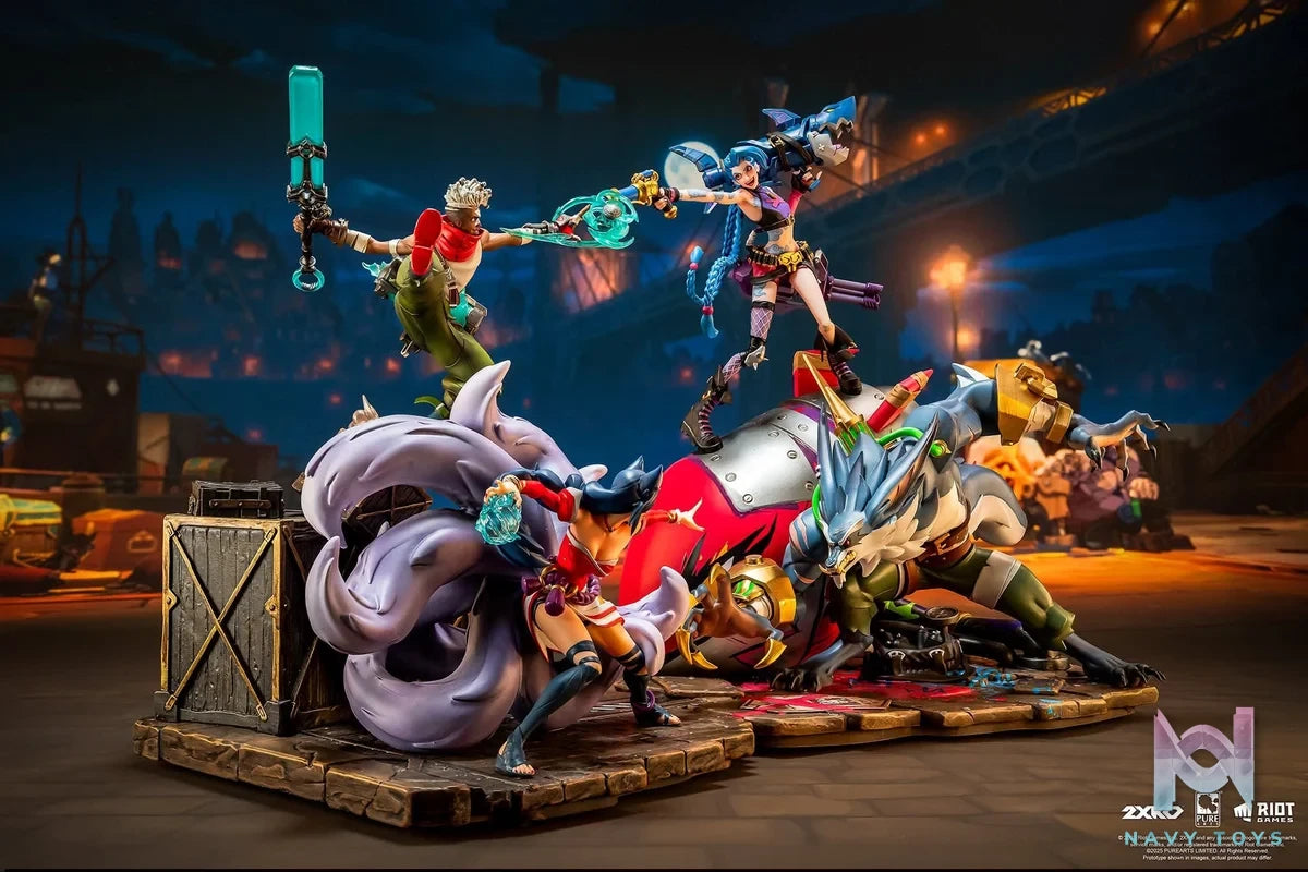 Ahri & Ekko VS Jinx & Warwick resin statue PureArts Studio anime figure