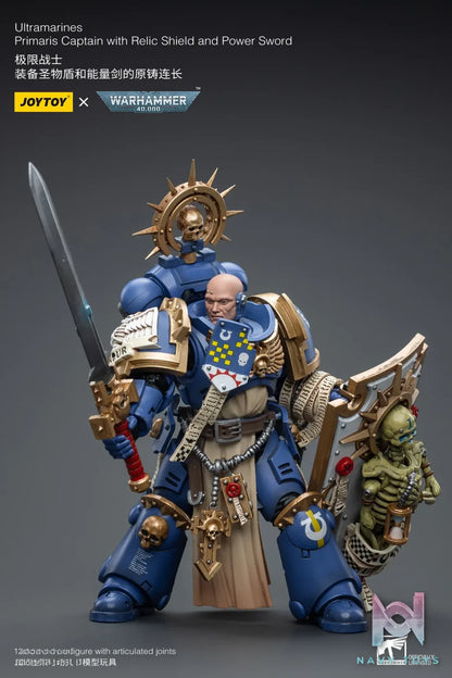 JOYTOY – Ultramarines Primaris Captain with Relic Shield and Power Sword JT6465 (Licensed)