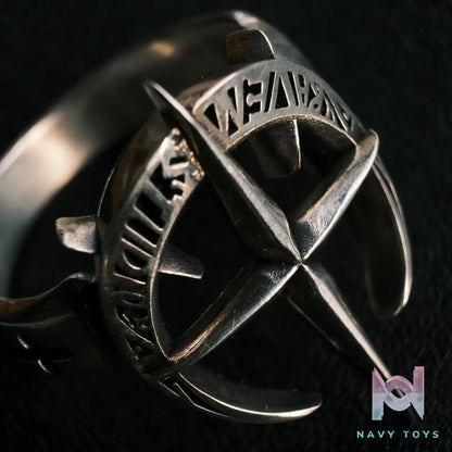 Raven Studio (silver jewelry) – Original Exclusive “Old Testament” Star‑Moon Four‑Pointed Ring Original