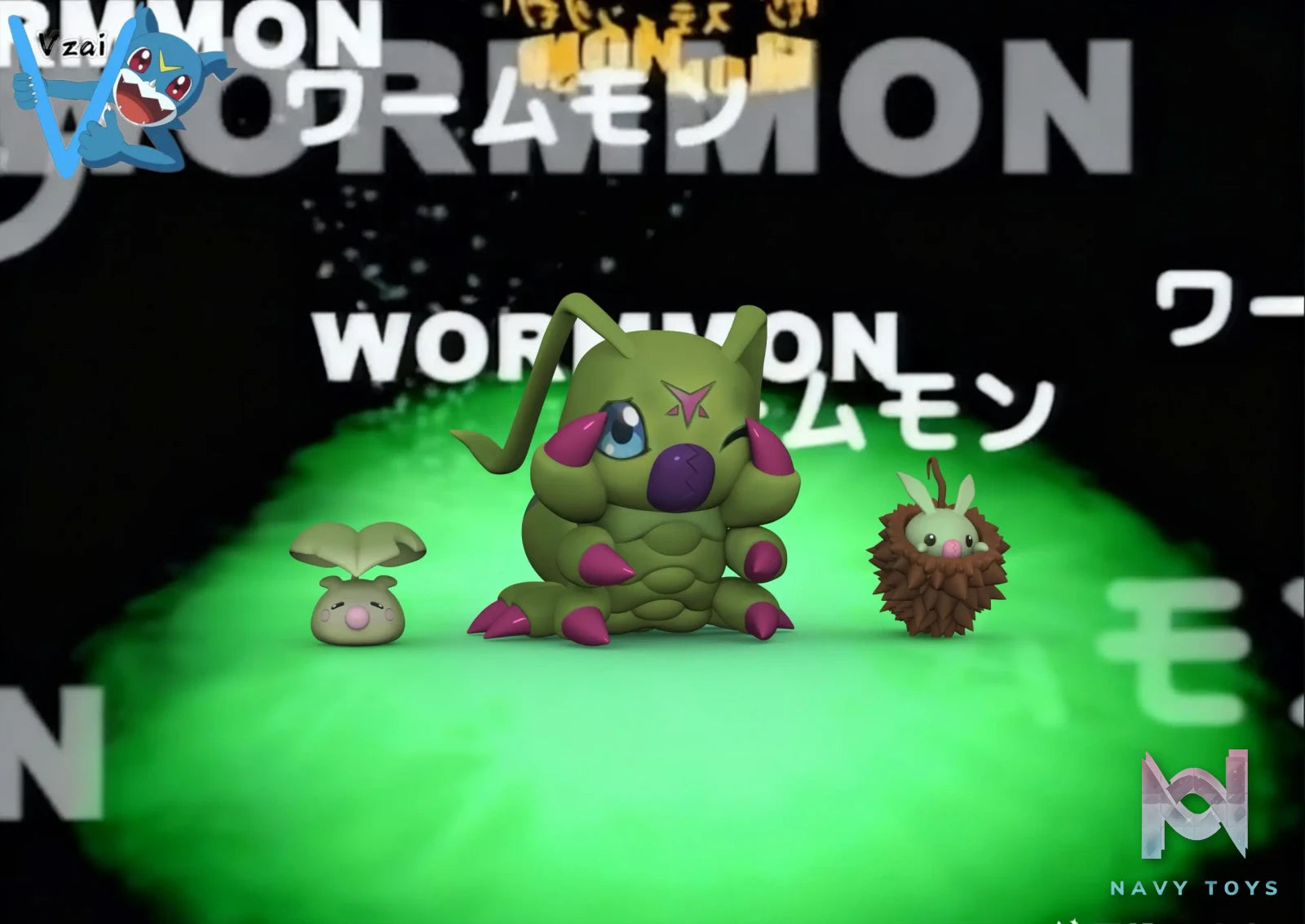 Vzai Studio – Wormmon + Leafmon + Minomon Digimon