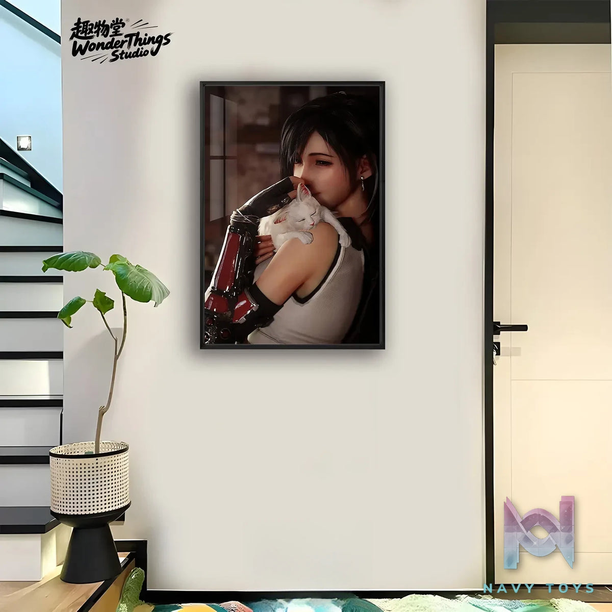 Wonder Things Studio – Tifa Lockhart Cat Lover Decorative Painting Final Fantasy