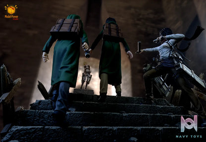 Model Power Studio - Attack On Titan The Basement Trio Mikasa & Armin & Eren resin statue Navy Toys anime figure