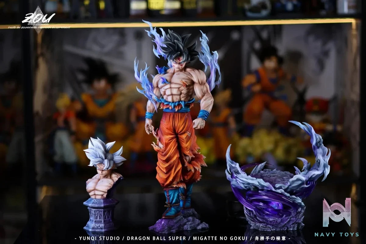 YUN QI Studio - Dragon Ball Light carving series Migatte no Gokui Son Goku resin statue Navy Toys anime figure