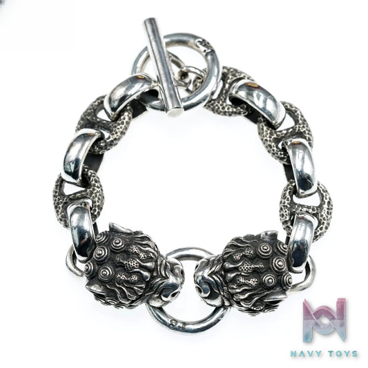 Raven Studio (silver jewelry) – Original Exclusive Design Chinese Style Double Awakening Lion Bracelet Original
