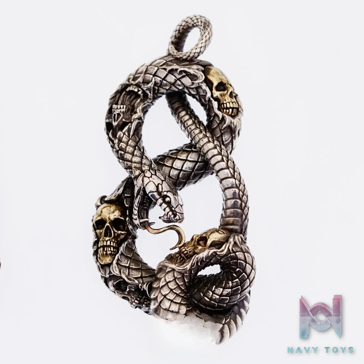 Raven Studio (silver jewelry) – Original Exclusive “Devouring Soul” Skull Snake Pendant Original