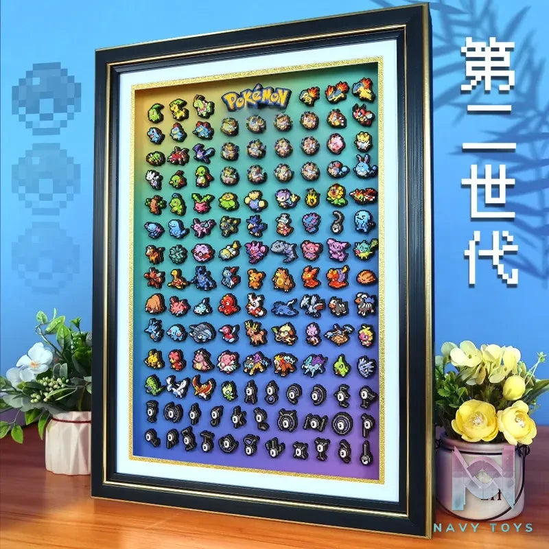 KALA HOME Studio – Generation II Pokémon Pixel Art 3D Decorative Painting Pokémon
