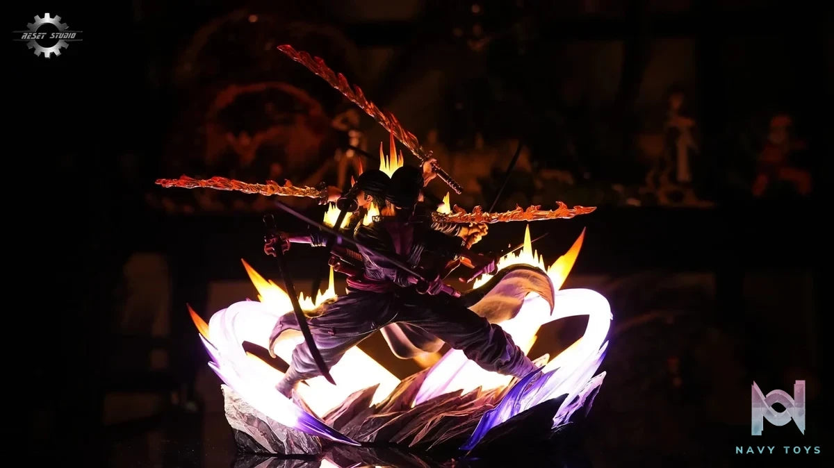 Reset Studio - One Piece Asura Draw Sword Dance of the Dead Zoro of the Demon Aura Nine Sword Style resin statue Navy Toys anime figure