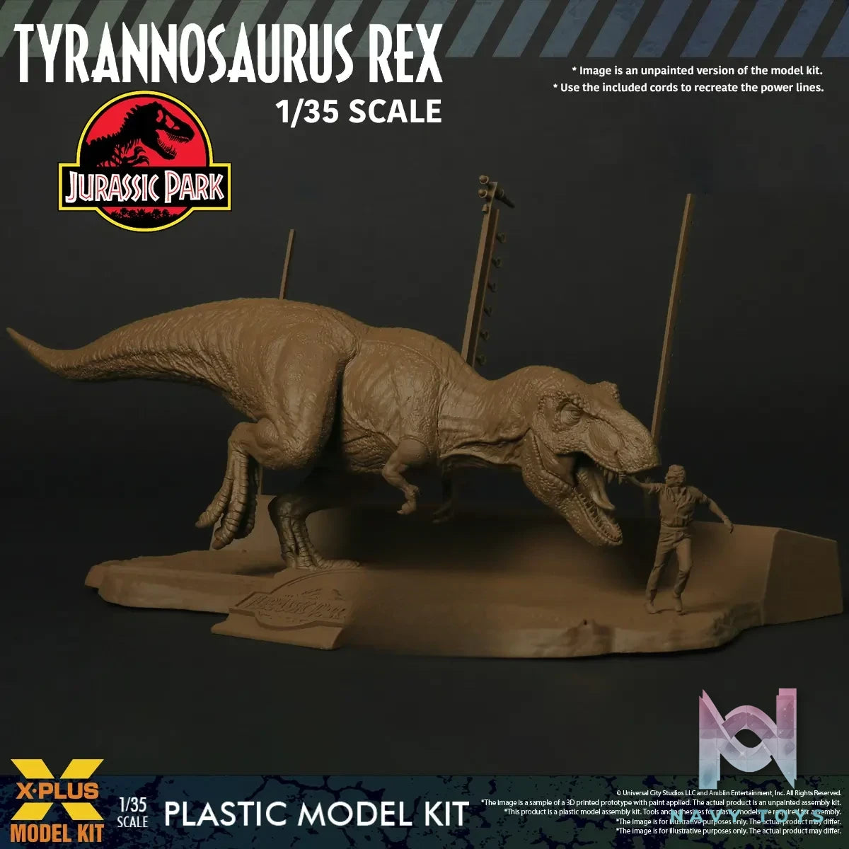 X-PLUS PLEX Studio – Jurassic Park Tyrannosaurus Rex 1/35 Scale Plastic Model Kit 411-200589CP (Licensed)
