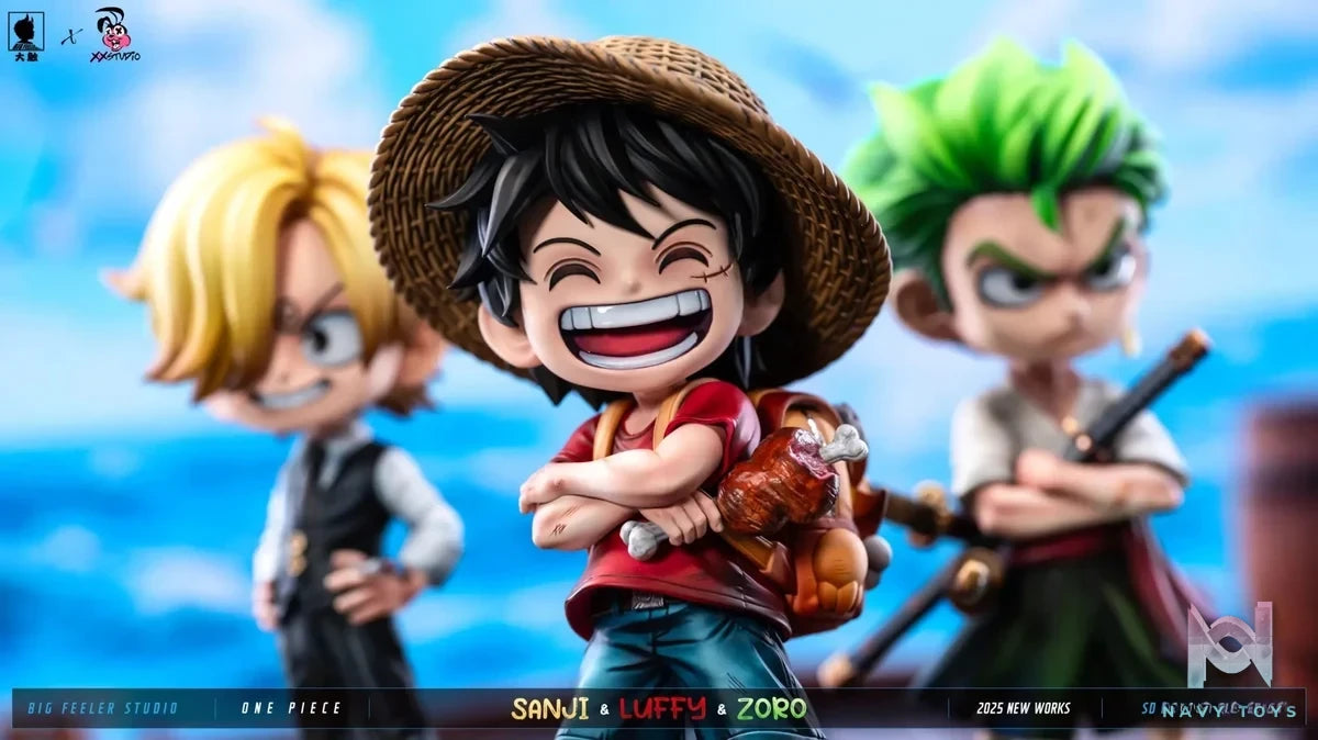 Big Feeler Studio & XOX Studio - One Piece Q version The Three Strongest Luffy & Zoro & Sanji resin statue Navy Toys anime figure