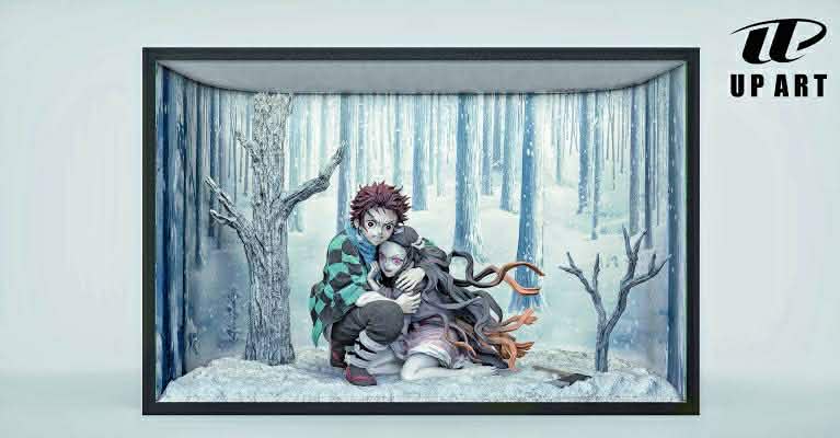 Up Art Studio - Tanjiro vs Nezuko Box resin statue Navy Toys anime figure