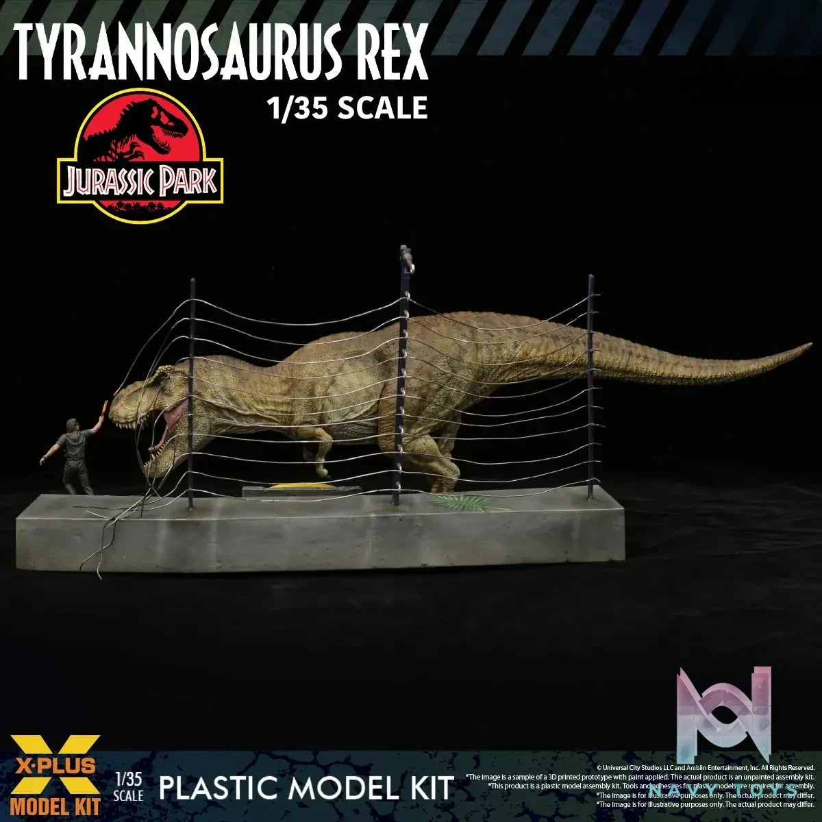X-PLUS PLEX Studio – Jurassic Park Tyrannosaurus Rex 1/35 Scale Plastic Model Kit 411-200589CP (Licensed)