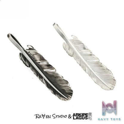 Raven Studio (silver jewelry) – “Guardian Feather” Indian Style Feather Pendant Original
